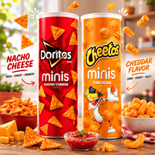 Doritos Minis Nacho Cheese Tortilla Chips & Cheetos Minis Cheddar Cheese Snack Puffs Variety Pack, Crunchy Single Serve Canister Snacks, Party, Lunch & Travel Snack Bundle
