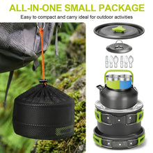 Portable Aluminum Alloy Camping Cooking Set, Suitable for 2-3 People, Includes A 60.87oz Pot, 27.05oz Kettle, Frying Pan, Tableware And Cups, Outdoor Picnic And Hiking Cooking Set (gas Equipment Not Included).