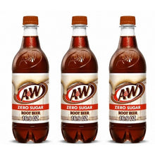 3-Pack A&W Zero Sugar Root Beer Soda, 16.9 fl oz Bottles, Zero Sugar Soft Drink