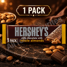 Chocolate Candy Snack Bar Collection, Milk Chocolate with Whole Almond Pieces by Hershey's, Full Size Sweet Treat Bar, Individually Wrapped Dessert Snack, Total Count 1 Bar, Total Net Weight 1.45 oz