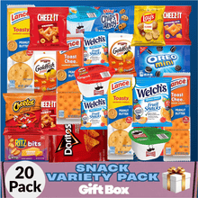 20 Piece Snack Sample Box - Individual Size Potato Chips, Sweets, Baked Crackers & Fruit Gummies Mix, Daily Grab and Go Lunchbox Portion Pack, Pantry Treats Sampler Bundle for Kids & Adults - Variety May Vary