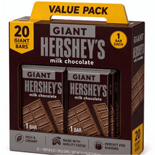 2-pack Hershey's melted Milk, Chocolate, Giant Candy, Bar 4.69 oz, 16 poches, one candy bar AND Hershey's Milk, Chocolate, with Almonds, Giant Candy, Bar 5.25 oz, 16 poches, one candy bar