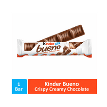 Kinder Bueno Milk Chocolate Bar with Crispy Wafer and Hazelnut Cream, 1 Count, 0.7 oz