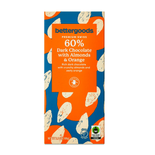 Premium 60% Dark Chocolate Bar with Almonds & Orange Rich Swiss Style Candy, 3.5oz