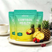 MONTUE Cortisol Healthy Chewable Gummies, 1/2/3 Bags -60Soft Chews/Bag, Containing Magnesium, L-Theanine, And Vitamins C, B6, B12, D3, Used for Brain Health, Helps Calm And Sleep, Pineapple Berry Dietary Supplement