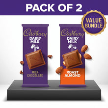 Cadbury Dairy Milk Milk & Almond Duo, Milk Chocolate & Roast Almond Chocolate Candy Bars, 2 Pack, Creamy Milk Chocolate Collection with Roasted Almonds for Snacking, Sharing, Gifting & Sweet Tre