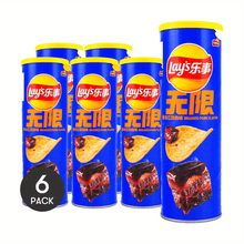 Lay's, 6 Packs Braised Pork Potato Chips Salty Snack 3.17oz Each Finger Licking Flavor