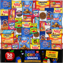 Back to School Snack Box, 50 Count, Snack Box Care Package Gift with Variety Assortment of Individually Wrapped Snacks and Treats, For College Students, Adults, Kids, Office, Lunchbox Snacks