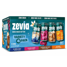 4 Pack Cans Zevia Zero Sugar, 0 Calorie Variety Soda, 12 fl oz.