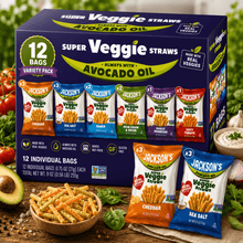 Premium Packaging Super Veggie Straws Variety Pack, Authentic Crispy Vegetable Snack Sticks, 0.75 oz Bags, 24 Count Smart Saver Family Pack, Light Crunchy Snack for Lunches, Parties & Everyday Snacking, High Value Pantry Staple