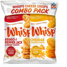 Whisps Cheese Crisps Variety Pack – Cheddar & Asiago Pepper Jack, Baked Cheese Snack, High Protein