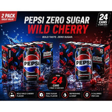 [ 2 Packs] Pepsi Cola Zero Sugar Wild Cherry Soda Pop, 12 fl oz, 12 pack