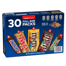 30 Count Full Size Chocolate Candy Bar Variety Pack, Snickers, Twix, M&M’S Peanut, M&M’S Milk Chocolate & Milky Way
