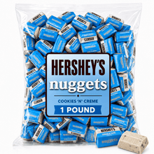 Hershy’s Nuggets Cookies and Cream Milk Chocolate Candy Pound Bag, Approx 50 Individually Wrapped White Chocolate Creme Pieces with Crunchy Cookie Bits for Movie Nights and Baby Shower Candy Favors