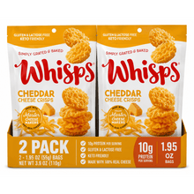 2 pack Whisps Cheddar Cheese Crisps, 100% Real Cheese Baked Snack, 1.95 oz