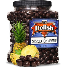 Dark Chocolate Covered Dried Pineapple by It's Delish, 3.75 LBS Jumbo Container | Gourmet Chocolate Covered Pineapple Bits Fruit Snacks Bulk Chocolate Candy Treats | Vegan, Non-Dairy, Kosher
