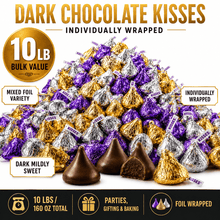 10 LB Bulk Value Box Dark Mildly Sweet Chocolate Kisses Candy – Individually Wrapped Chocolate Candies for Parties, Candy Buffets, Baking & Sharing