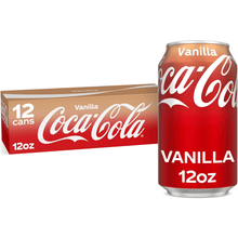 Coca-Cola Vanilla Soda Pop Fridge Pack Cans, 12 fl oz, 12 Pack – Smooth Vanilla Flavored Carbonated Soft Drink, Classic Cola Beverage, Refreshing Caffeine Soda, Family Size Can Pack for Home, Office & Parties