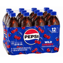 12 Pack Bottles Pepsi Cola Wild Cherry Soda Pop, 16.9 fl oz.