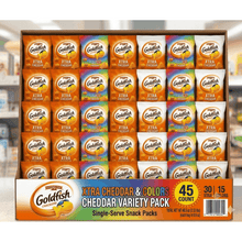 Pepperidge Farm Variety Pack (0.9 oz, 45 pk.) – Assorted Baked Cheddar Crackers, Crunchy Fish-Shaped Snack Mix, Individually Wrapped Single-Serve Bags, Perfect for Kids Lunchboxes, School Snacks, Parties & On-the-Go Snacking
