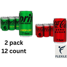 Zero Sugar Lemon Lime & Cola Mini Soda Variety Pack, 7.5 fl oz Mini Cans (6 Pack Each) – Zero Calorie Soft Drink Bundle, 12 Total Cans