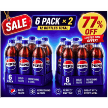 Pepsi Soda Cola 16.9 fl oz, 6 Count-Pack OF 2