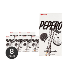 LOTTE Korea, 8 Packs PEPERO White Chocolate Cookie Sticks Snack 1.13 Oz Each
