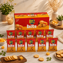 RITZ Bits Cheese Cracker Snacks, Crunchy Bite-Sized Cheese Filled Crackers for Lunch Boxes, 10 Packs