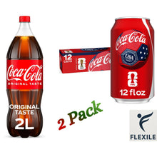 Coca-Cola Classic Cola Soda Pop Fridge Pack, 12 fl oz Cans, 12 Pack, Refreshing Carbonated Soft Drink for Parties, Home & Office Use+Coca-Cola Classic Cola Soda Pop, 2 Liter Bottle, Refreshing Carbonated Soft Drink, Family Size Beverage for Meals