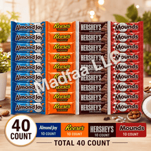 40 Count Chocolate Candy Variety Combo Pack | Includes Mounds, Hershey's, Almond Joy & Reese's Snack Size Candies | Total Weight 20 oz | Assorted Chocolate Candy Collection, Coconut Chocolate Treats, Peanut Butter Cups, Individually Wrapped Candy Pieces