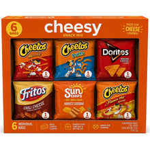 Frito-Lay Cheesy Snack Chips Variety Pack, 6 Count Multipack Box, Assorted Cheese Flavored Crispy Snacks, Individual Grab-and-Go Bags for Lunches, School, Office, Travel and Everyday Snacking