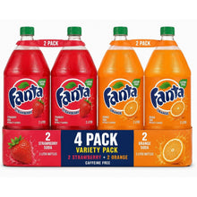 4 Pack Strawberry & Orange Soda Variety Pack, 2 Strawberry + 2 Orange, 2 Liter Bottles