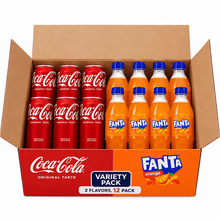 Variety Pack Coca-Cola Soda Pop + Fanta Orange Soda Pop, 12-Pack (6 Each)