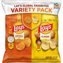Lay's Combo Pack, Classic Potato Chips & Cheddar Sour Cream Potato Chips, Crispy and Flavorful Potato Snacks