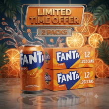 Fanta Orange Soda, 12 Fl Oz Cans, 24 Pack (2 Packs of 12), Fizzy Refreshing Soft Drink Beverage, Limited Time Offer
