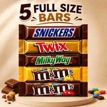 5 Full Size Chocolate Bars Variety Pack – Snickers, Twix, Milky Way & M&M’s – Total Net Weight 0.56 lb