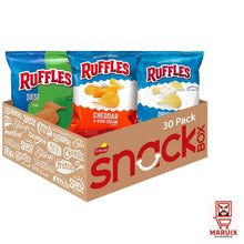 Ruffles Potato Chips Variety Pack, 30 Pack Assorted Flavored Crispy Snack Chips, Individual Single Serve Bags, Party Snacks, Lunchbox & On-the-Go Snacks