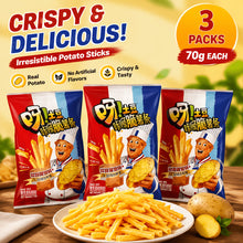 3 Packs Crispy Original Potato French Fries Snacks, Crunchy Light Potato Sticks, Portable Leisure Snack for Office, Camping, Picnic And Kids Daily Treat