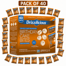 40-Pack - Drizzilicious Mini Rice Cakes, Birthday Cake Flavored Rice Cake Gluten Free Snacks, Rice Crisps