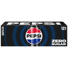 Pepsi Zero Sugar Soda Pop 12 fl oz Cans (12-Pack), Zero Calorie Sugar Free Cola Soft Drink, Classic Pepsi Taste Diet Soda, Refreshing Carbonated Beverage for Everyday Use & Parties
