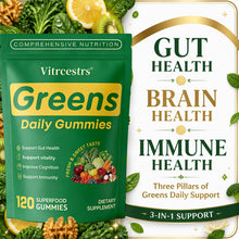 Green Fruit And Vegetable Gummies - Formulated with a Variety of Fruits, Vegetables, Herbs, Multivitamins, Minerals, And Prebiotics - Supports Gut Health, Daily, And Immune Health - 120 Gummies