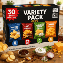 Variety Pack Chips, 30 Individual Bags (0.8 Oz Each), Healthy Popped Potato Snacks, Assorted Flavors, Convenient Grab-and-Go Snack Packs