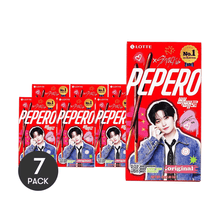 LOTTE Korea, 7 Packs, Korean LOTTE PEPERO Chocolate Coated Sticks, Classic Flavor, 1.7oz/Pack, Celebrity Endorsed, Crunchy Treat