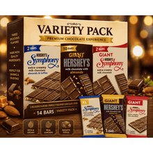 Hershey's Symphony Milk Chocolate, Almonds and Toffee XL Candy, Bar 4.25 oz, 16 Pieces=Hershey's Symphony Milk Chocolate Giant Candy, Bar 7.37 oz, 25 Pieces=Hershey's Milk Chocolate with Almonds Giant Candy, Bar 7.37 oz, 25 Pieces