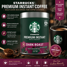 Starbucks Premium Instant Coffee, Dark Roast Coffee, Arabica Beans, 3.17 oz