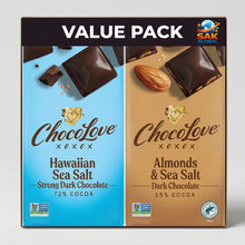 Chocolove Combo Pack, Hawaiian Sea Salt & Almonds Sea Salt Dark Chocolate Bars, Premium Dark Chocolate
