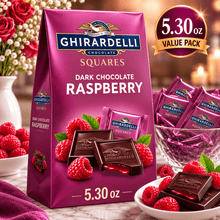 "Ghirardelli Dark Chocolate Ras pberry Filled Squares Candy, 5.30 oz Bag"