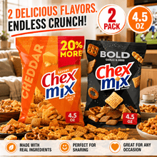 Bold and Cheddar Snack Mix Variety Pack, 2 Pack Crunchy Savory Party Snack Blend for Lunch Boxes, Road Trips, Movie Nights and Everyday Snacking