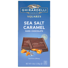 Sea Salt Caramel Dark Chocolate Candy SQUARES Bar, Rich Dark Chocolate Treat