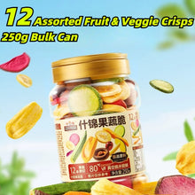 1 Can Large Suitable for Kids & Whole Family - 12 Assorted Fruit & Vegetable Crisps Snacks | 8 Vegetable & 4 Fruit, Non-Fried Low-Temp Dehydrated, High Fiber Low Fat, Ready-to-Eat Canned Treats for Office, Parties, Holiday Gifts